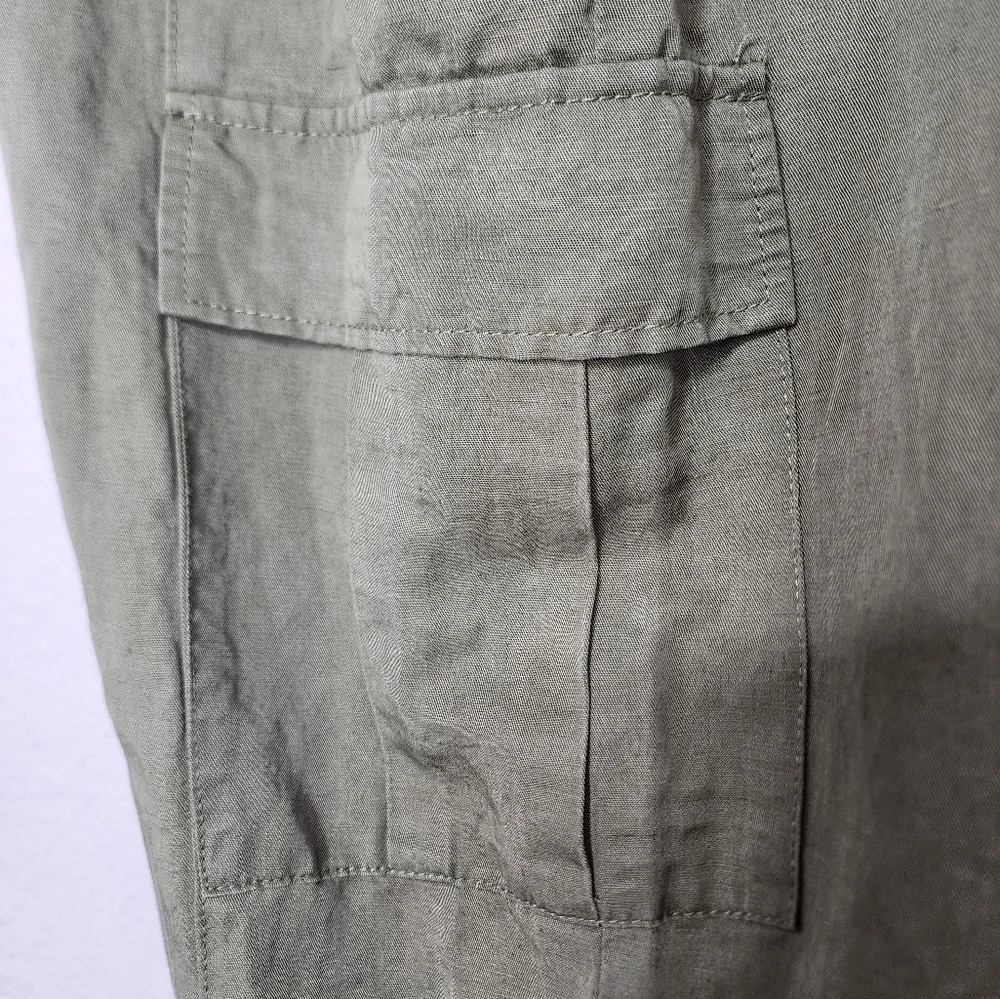 Zara High Waist Belted Cargo Trousers in Olive Green Size S New With Tags